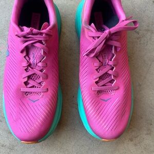 Hoka Women's Vibrant Pink and Teal Athletic Shoes